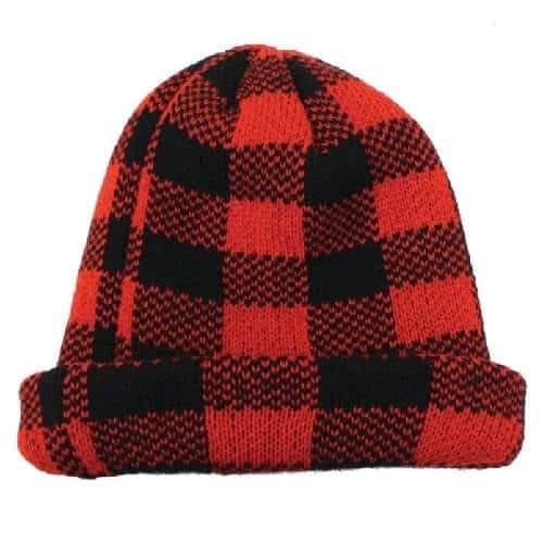 Toque Acrylic Red/Black Plaid